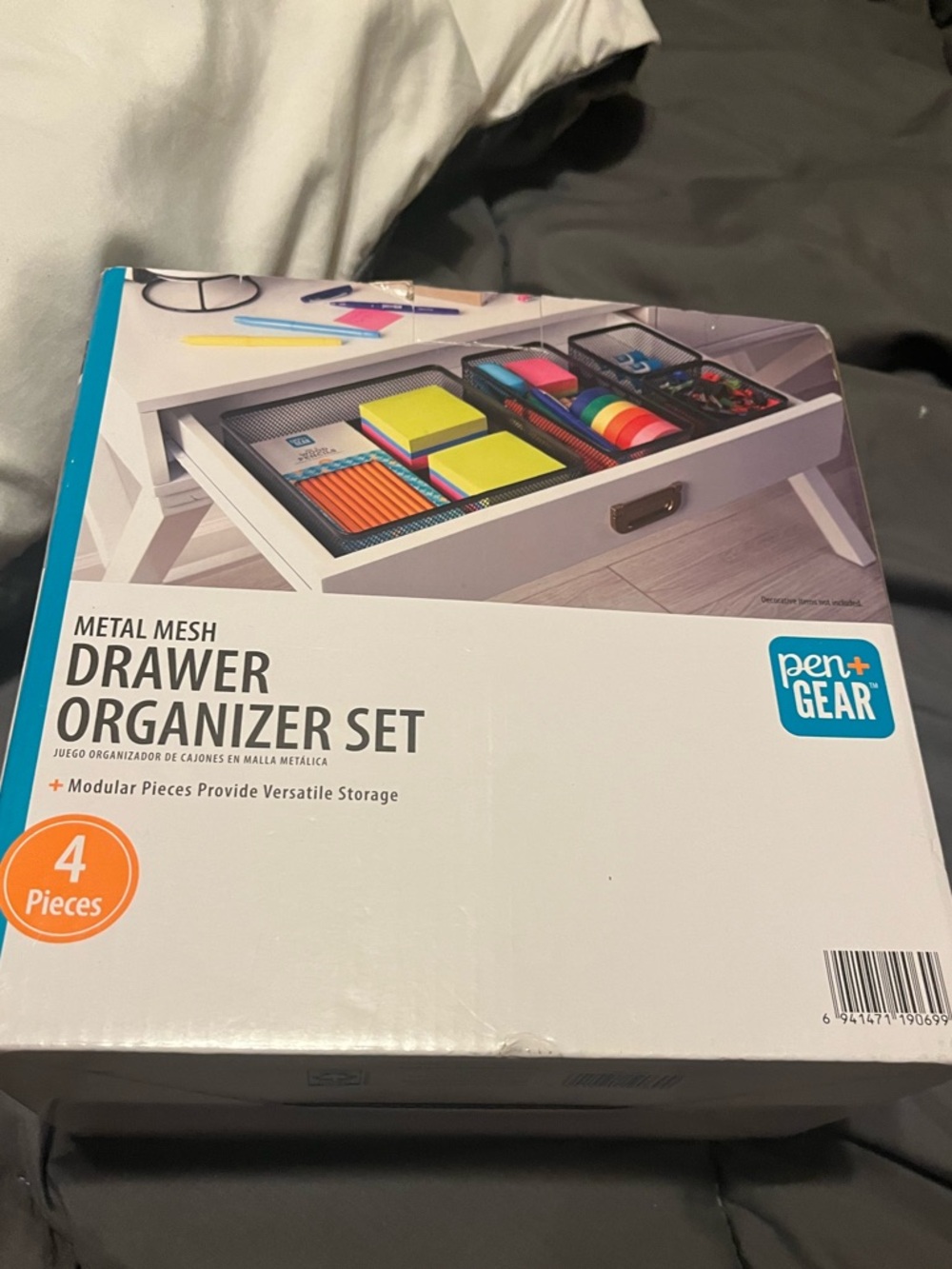 Metal Mesh Drawer Organizer Set - Black (4 Pieces)